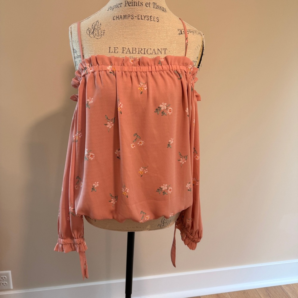 Zenobia Women's Pink Floral Off the Shoulder Blouse Size 3XL